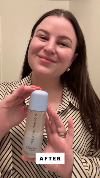 Singh after applying the Bloomeffects Royal Tulip Hydrating BiPhase Tonic